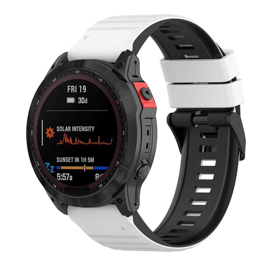 Universal Garmin 22mm Ribbet Silikonstropp m. Verktøy - Svart / Hvit