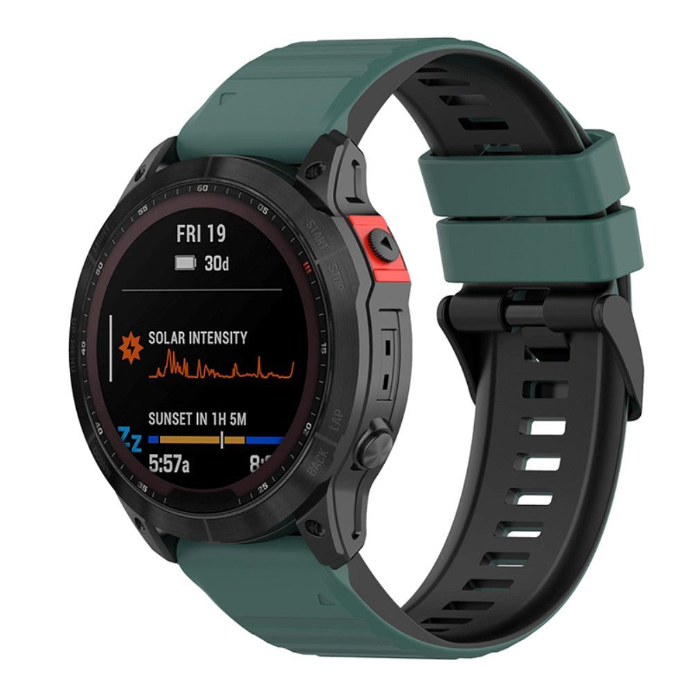 Universal Garmin 22mm Ribbet Silikonstropp m. Verktøy - Grønn / Svart