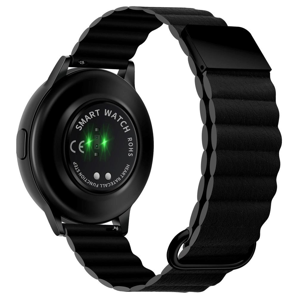 Smartwatch-Rem 20 mm Magnetisk Litchi-Skinn - Svart