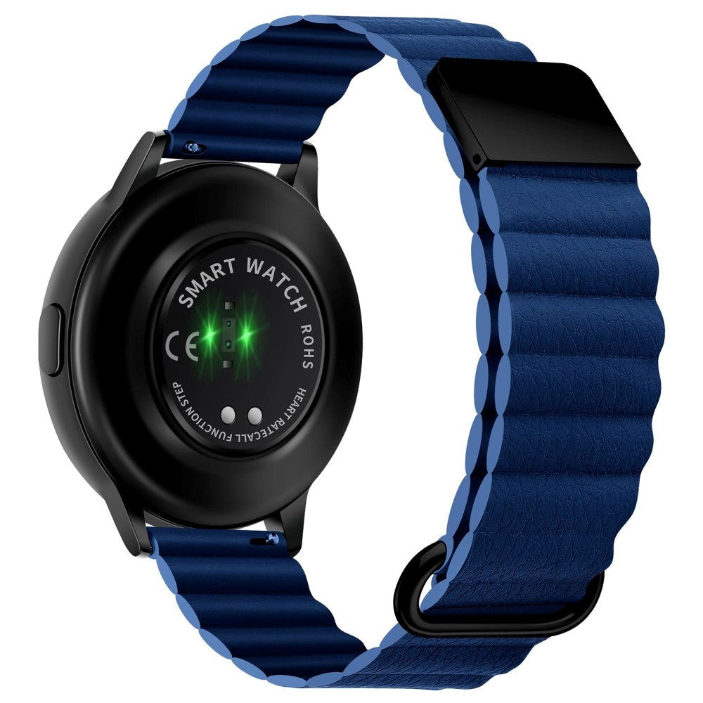 Smartwatch-Rem 22mm Magnetisk Litchi-Skinn - Blå / Svart