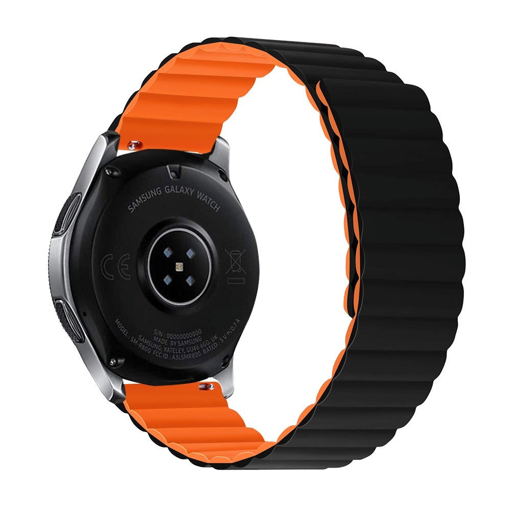 Smartwatch Vendbar Stropp 22mm Magnetisk Silikon - Svart / Oransje