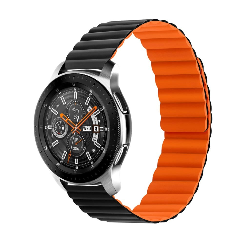 Smartwatch Vendbar Stropp 22mm Magnetisk Silikon - Svart / Oransje