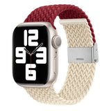Apple Watch (38/40/SE/41/42 mm) tofarget nylonrem – Rød /Beige
