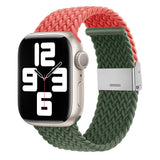 Apple Watch (38/40/SE/41/42 mm) tofarget nylonrem - Oransje / Grønn