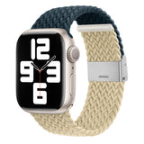 Apple Watch (38/40/SE/41/42 mm) tofarget nylonrem - Mørk Blå / Beige