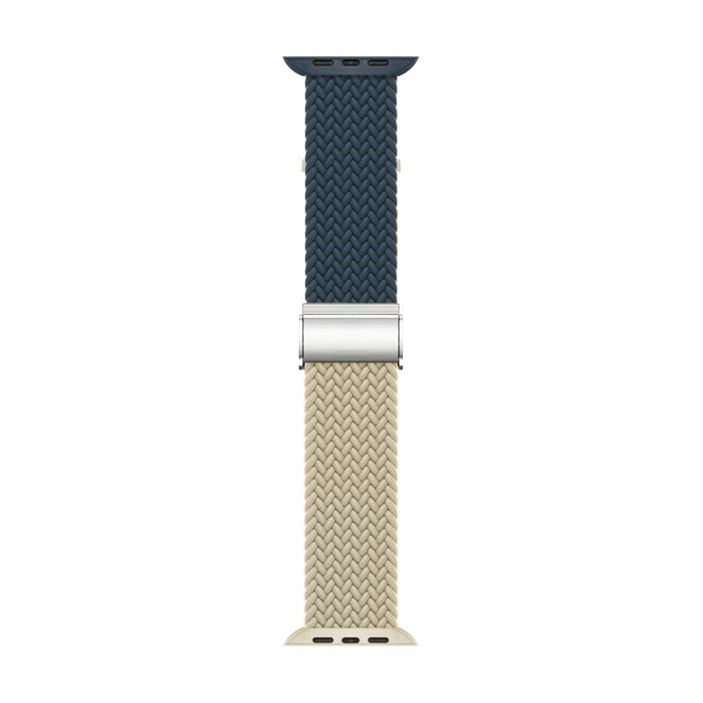 Apple Watch (38/40/SE/41/42 mm) tofarget nylonrem - Mørk Blå / Beige