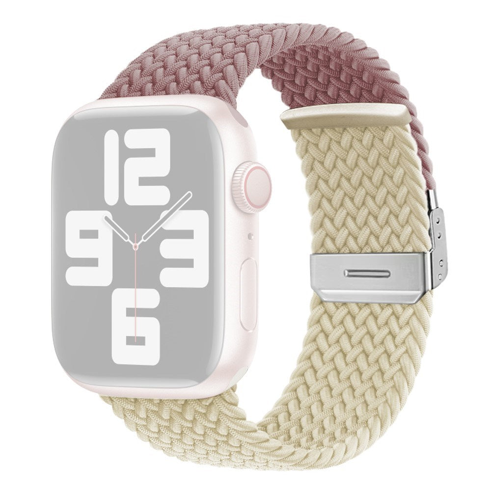 Apple Watch (38/40/SE/41/42 mm) tofarget nylonrem - Lilla / Beige