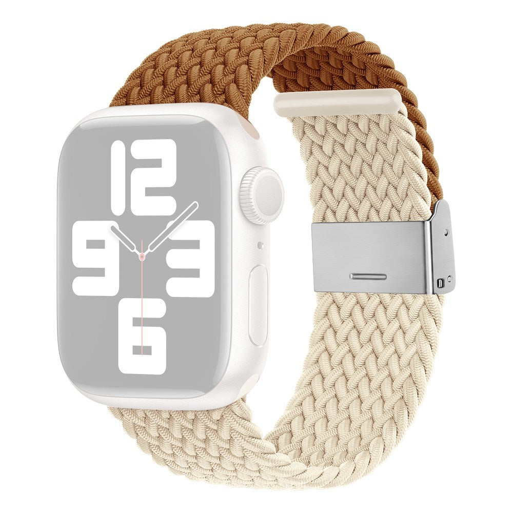 Apple Watch (38/40/SE/41/42 mm) tofarget nylonrem - Brun / Beige