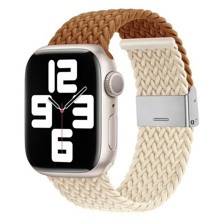 Apple Watch (38/40/SE/41/42 mm) tofarget nylonrem - Brun / Beige