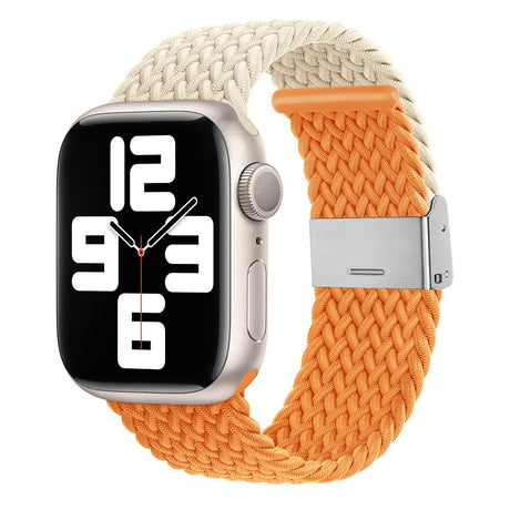 Apple Watch (38/40/SE/41/42 mm) tofarget nylonrem - Beige / Oransje