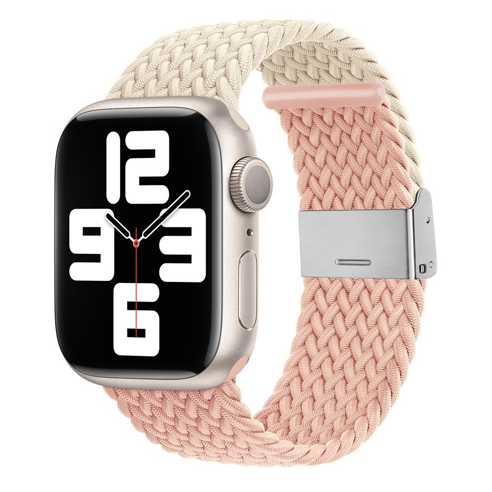 Apple Watch (38/40/SE/41/42 mm) tofarget nylonrem - Beige / Rosa