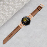 Google Pixel Watch 1 / 2 / 3 Kunstskinn Rem med Rose Gold Rhinstenen Spenne - Brun