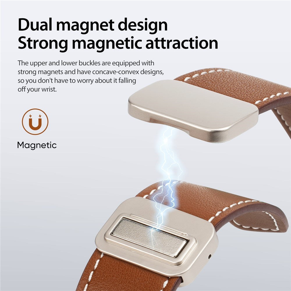 Apple Watch (42/44/SE/45/46/49 mm) DUX DUCIS Klokkerem i Kunstskinn – Brun