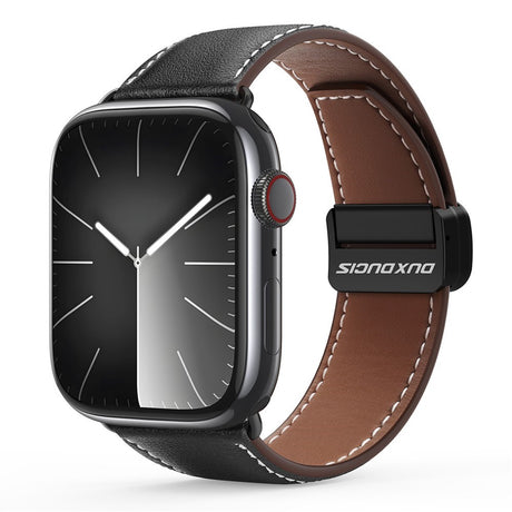 Apple Watch (42/44/SE/45/46/49 mm) DUX DUCIS Klokkerem i Kunstskinn – Svart