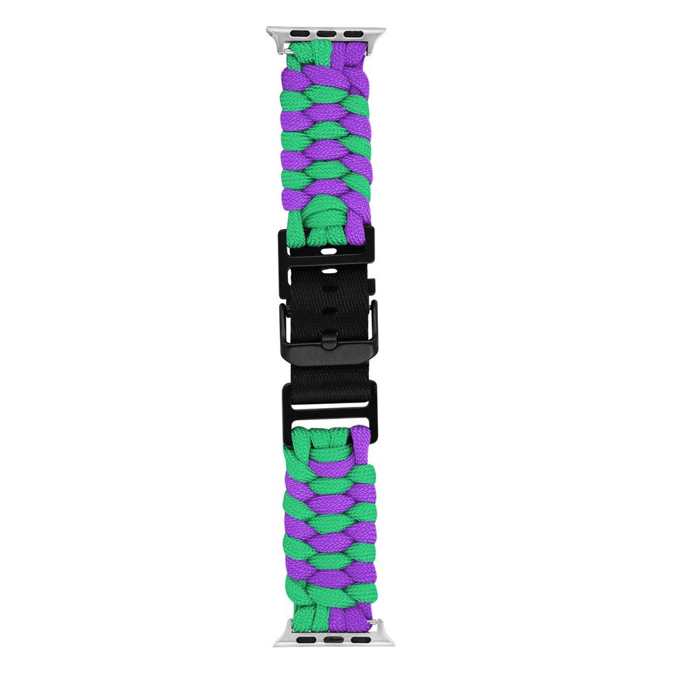 Apple Watch (38/40/SE/41/42mm) EIDERWOOD Flettet Nylon Reim - Lilla / Grønn