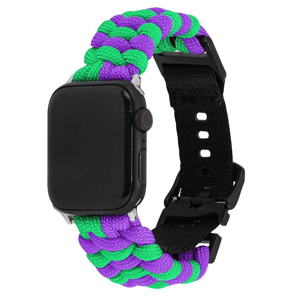 Apple Watch (38/40/SE/41/42mm) EIDERWOOD Flettet Nylon Reim - Lilla / Grønn