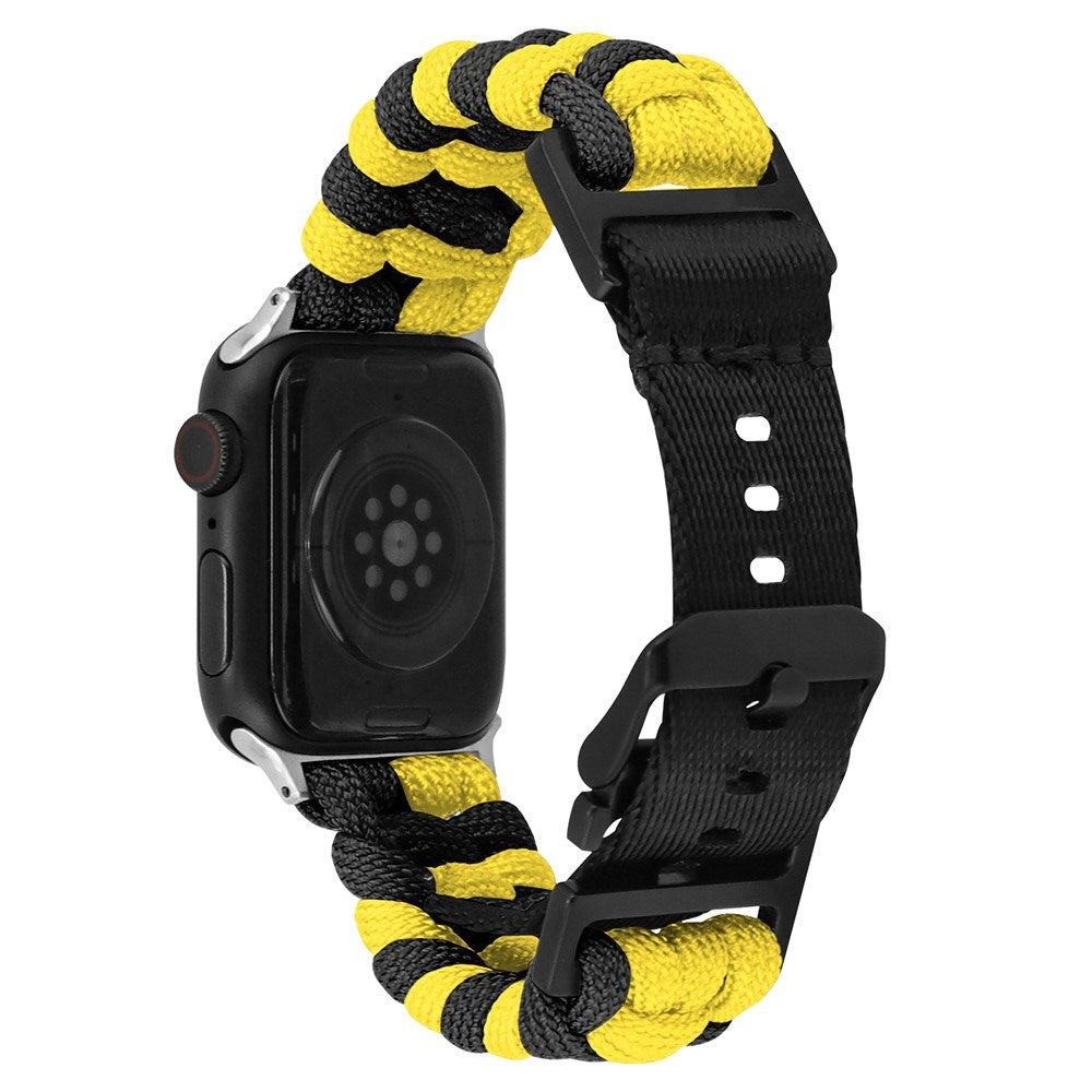 Apple Watch (38/40/SE/41/42mm) EIDERWOOD Flettet Nylon Reim - Gul / Svart