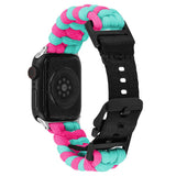 Apple Watch (42/44/SE/45/46/49mm) EIDERWOOD Flettet Nylon Reim - Blå / Rosa