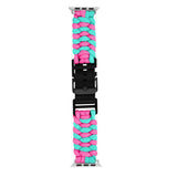 Apple Watch (42/44/SE/45/46/49mm) EIDERWOOD Flettet Nylon Reim - Blå / Rosa