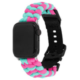 Apple Watch (42/44/SE/45/46/49mm) EIDERWOOD Flettet Nylon Reim - Blå / Rosa