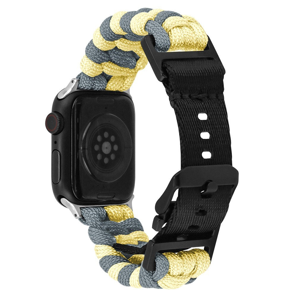 Apple Watch (42/44/SE/45/46/49mm) EIDERWOOD Flettet Nylon Reim - Gul / Grå