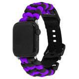 Apple Watch (42/44/SE/45/46/49mm) EIDERWOOD Flettet Nylon Reim - Lilla / Svart