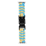 Apple Watch (42/44/SE/45/46/49mm) EIDERWOOD Flettet Nylon Reim - Blå / Gul