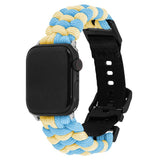 Apple Watch (42/44/SE/45/46/49mm) EIDERWOOD Flettet Nylon Reim - Blå / Gul