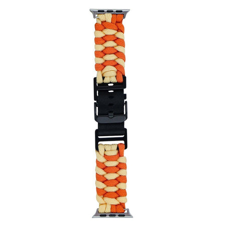 Apple Watch (42/44/SE/45/46/49mm) EIDERWOOD Flettet Nylon Reim - Oransje / Gul