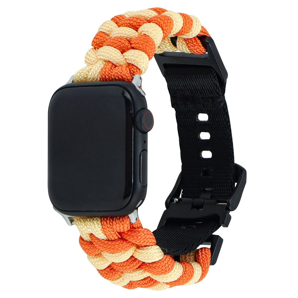 Apple Watch (42/44/SE/45/46/49mm) EIDERWOOD Flettet Nylon Reim - Oransje / Gul