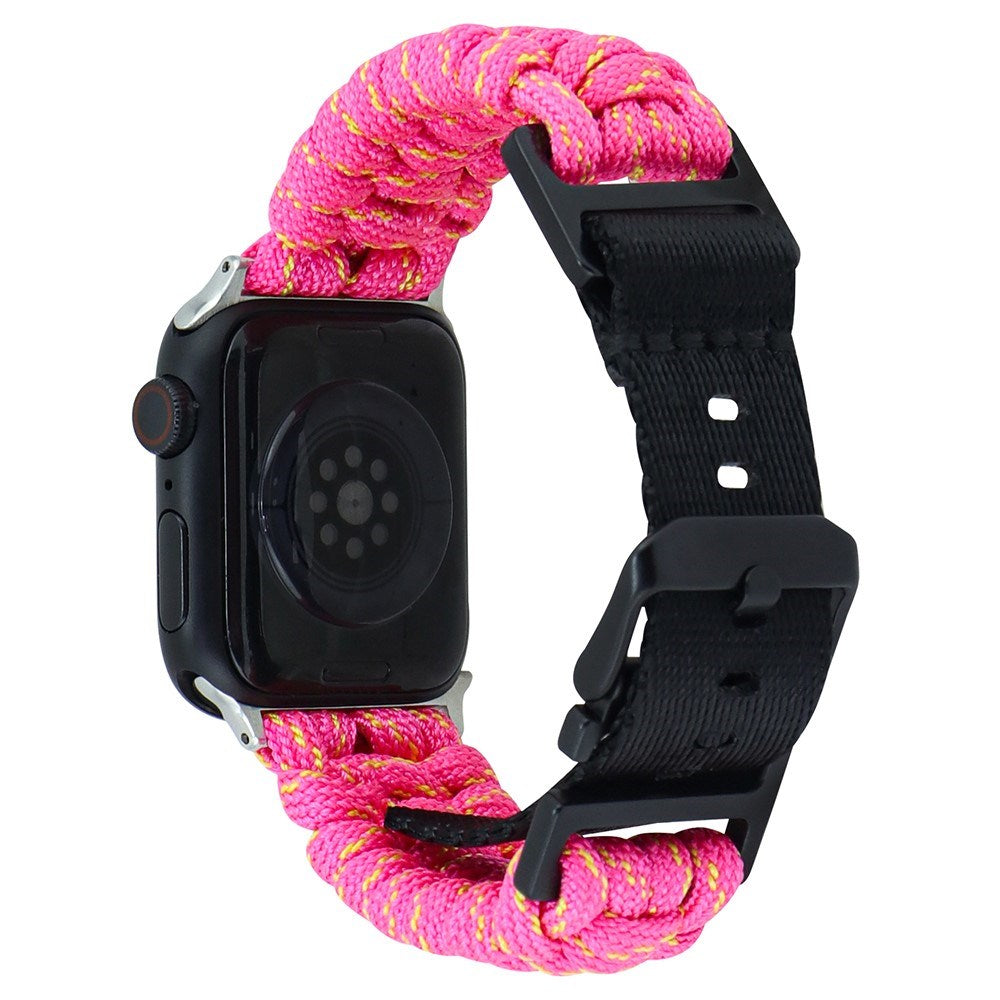 Apple Watch (42/44/SE/45/46/49mm) EIDERWOOD Flettet Nylon Reim - Gul / Rosa