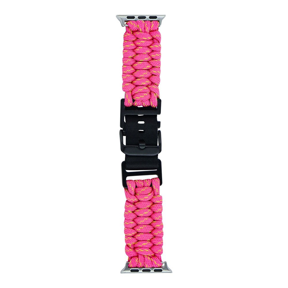 Apple Watch (42/44/SE/45/46/49mm) EIDERWOOD Flettet Nylon Reim - Gul / Rosa