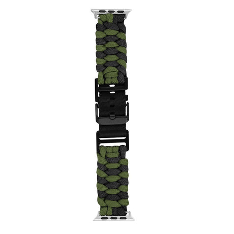 Apple Watch (42/44/SE/45/46/49mm) EIDERWOOD Flettet Nylon Reim - Grønn / Svart