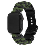 Apple Watch (42/44/SE/45/46/49mm) EIDERWOOD Flettet Nylon Reim - Grønn / Svart