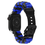 Apple Watch (42/44/SE/45/46/49mm) EIDERWOOD Flettet Nylon Reim - Blå / Svart