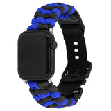 Apple Watch (42/44/SE/45/46/49mm) EIDERWOOD Flettet Nylon Reim - Blå / Svart