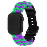 Apple Watch (42/44/SE/45/46/49mm) EIDERWOOD Flettet Nylon Reim - Lilla / Grønn