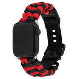 Apple Watch (42/44/SE/45/46/49mm) EIDERWOOD Flettet Nylon Reim - Rød / Svart