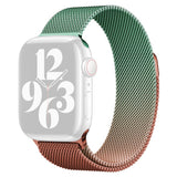 Apple Watch (38/40/SE/41/42mm) Gradient Magnetic Stainless Steel Strap - Oransje / Grønn