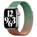 Apple Watch (38/40/SE/41/42mm) Gradient Magnetic Stainless Steel Strap - Oransje / Grønn