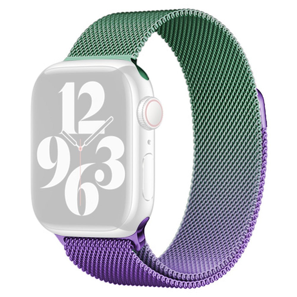 Apple Watch (38/40/SE/41/42mm) Gradient Magnetic Stainless Steel Strap - Lilla / Grønn