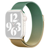 Apple Watch (38/40/SE/41/42mm) Gradient Magnetic Stainless Steel Strap - Gull / Grønn