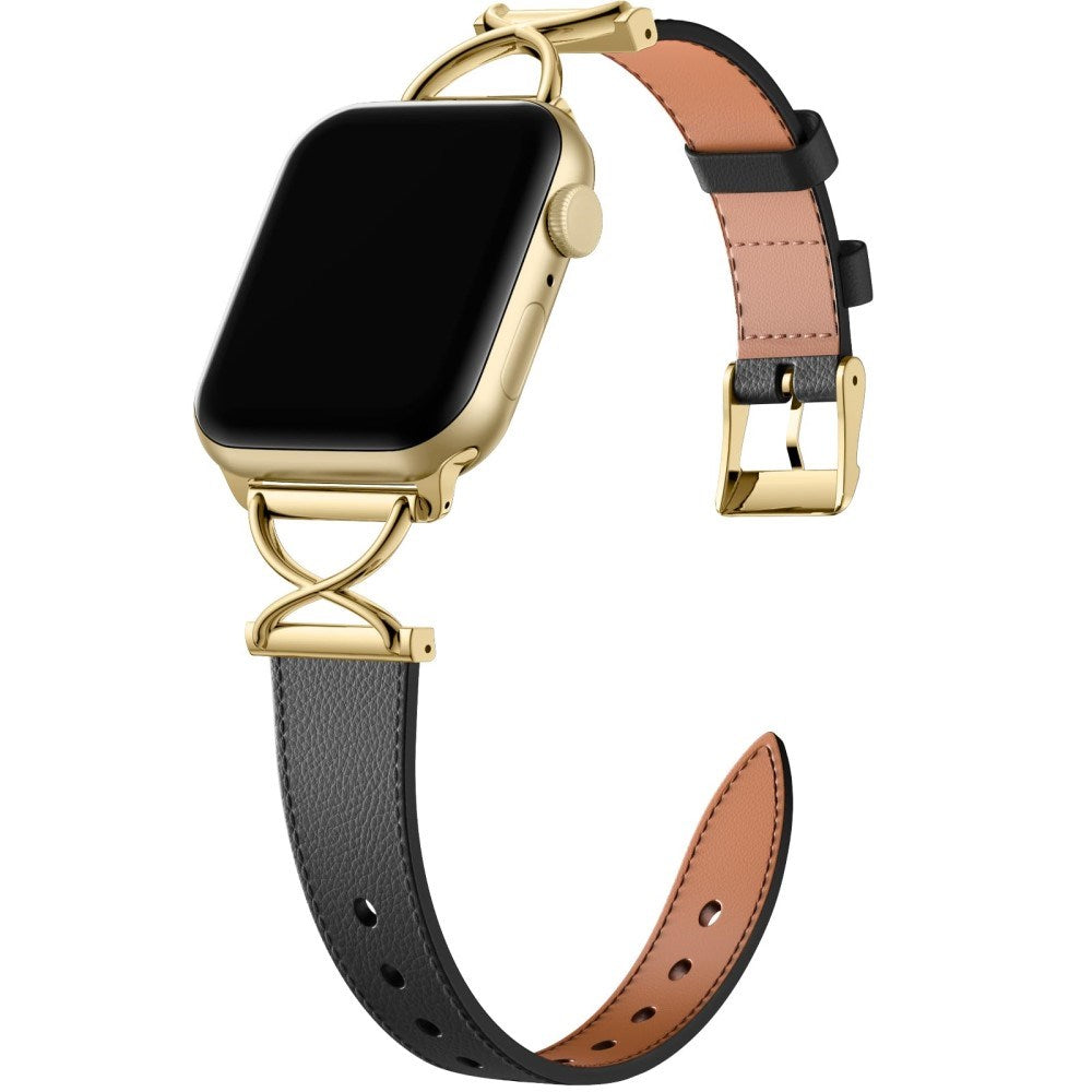 Apple Watch (38/40/SE/41/42mm) Nøytral kunstskinnrem - Svart