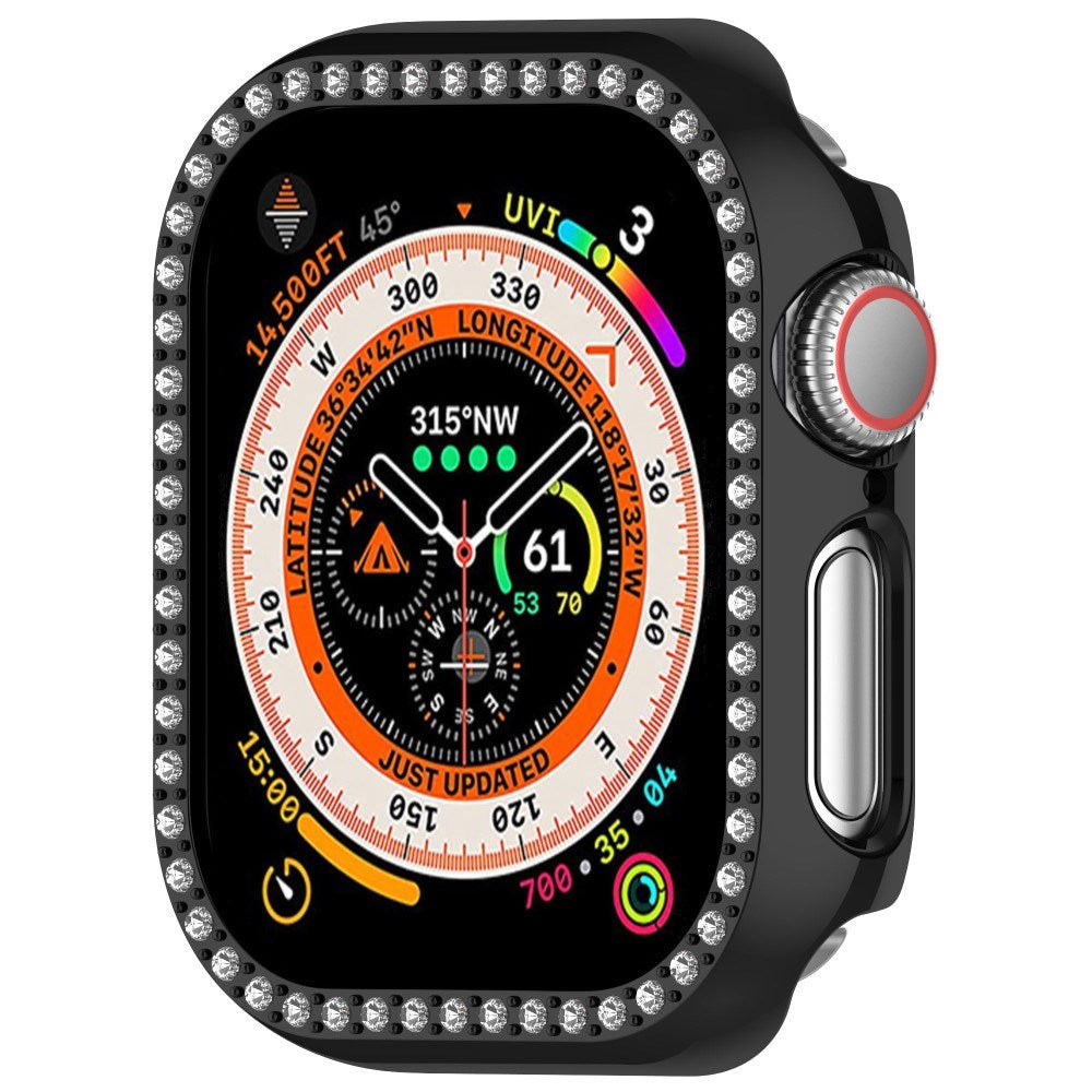 Apple Watch 10 (42mm) Hard Plast Deksel - Svart / Rhinsten