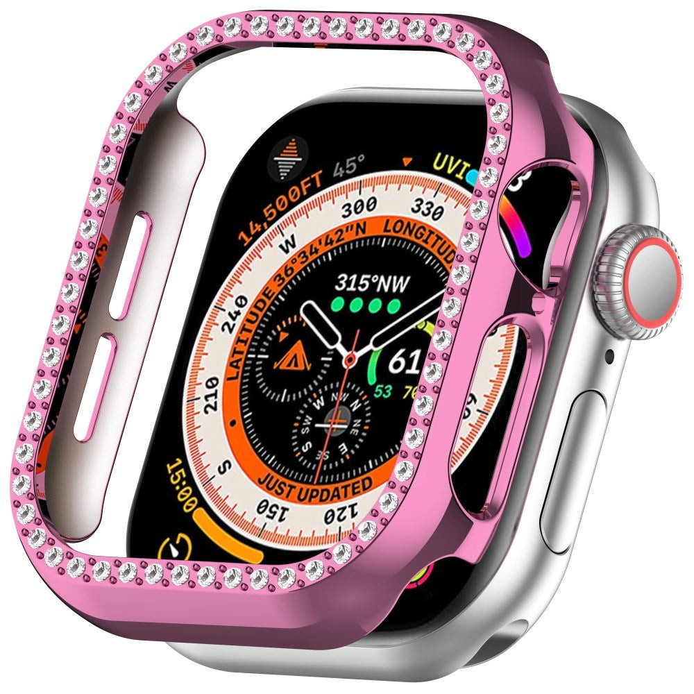 Apple Watch 10 (42mm) Hard Plast Deksel - Pink / Rhinsten