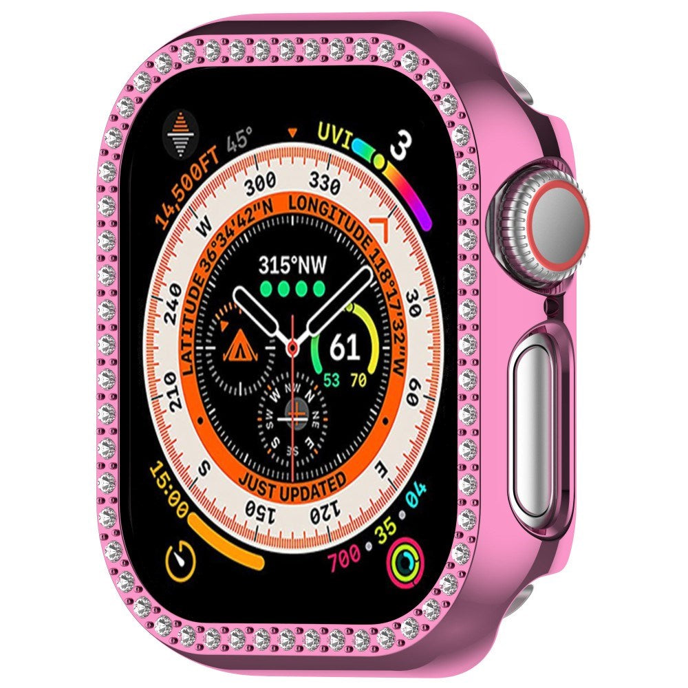 Apple Watch 10 (42mm) Hard Plast Deksel - Pink / Rhinsten