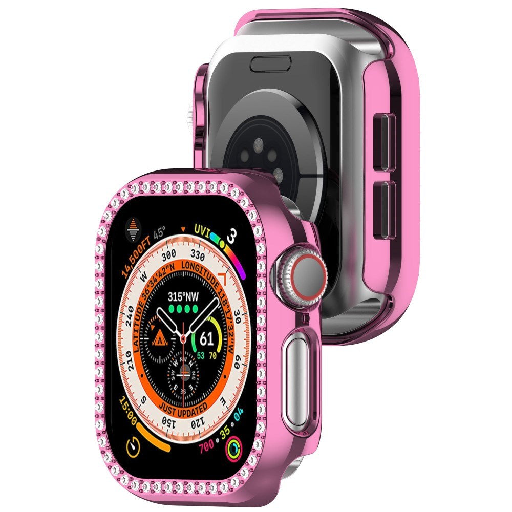 Apple Watch 10 (42mm) Hard Plast Deksel - Pink / Rhinsten