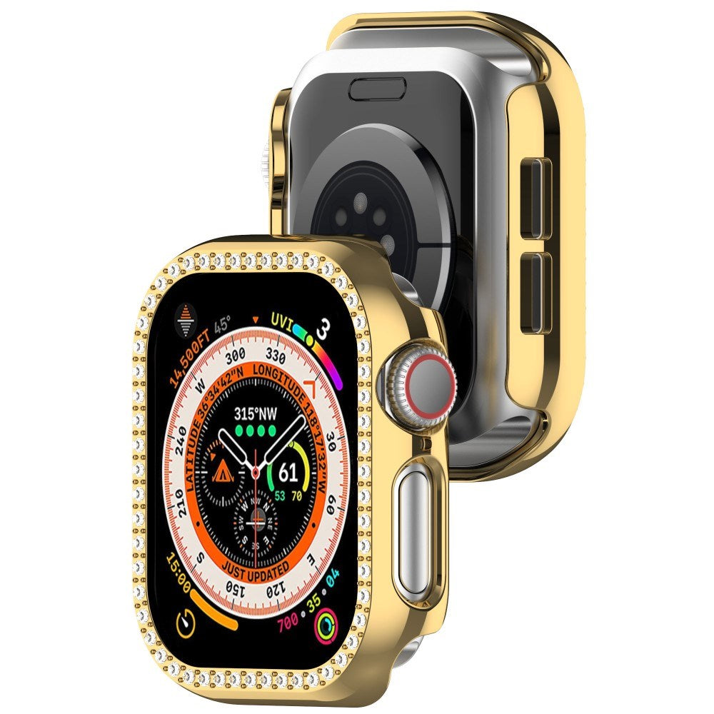 Apple Watch 10 (42mm) Hard Plast Deksel - Gull / Rhinsten