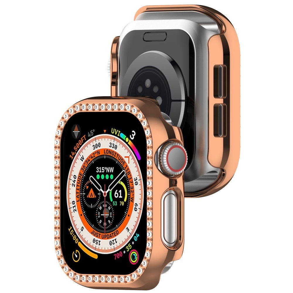 Apple Watch 10 (42mm) Hard Plast Deksel - Rose Gold / Rhinsten