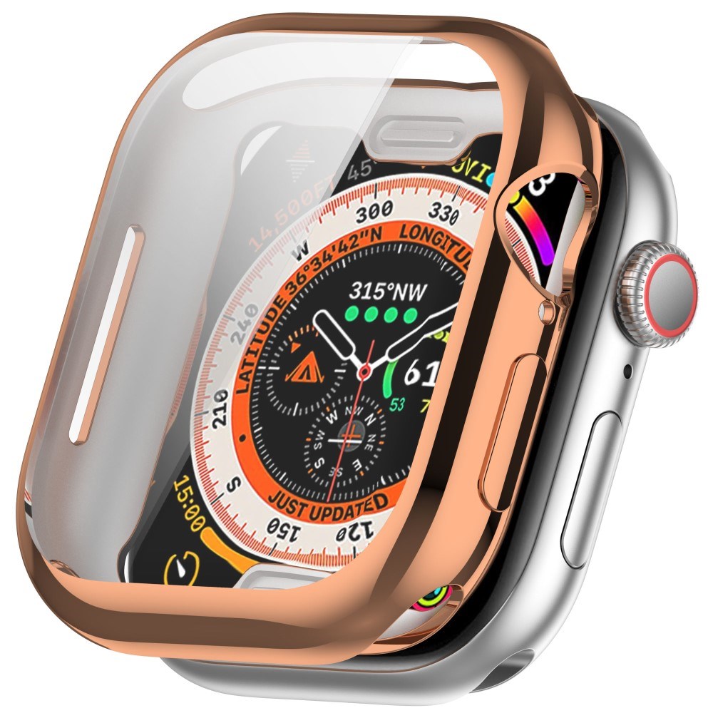 Apple Watch 10 (42mm) Fleksibelt Plast Deksel med Skjermbeskyttelse - Rose Gold